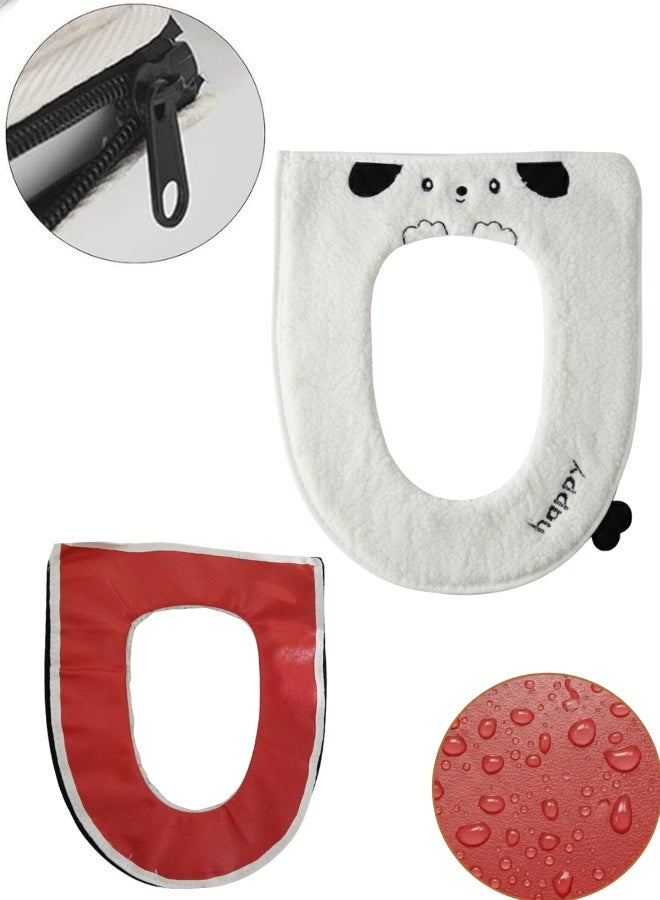 Toilet Seat Cushion with Handle & Zipper – Winter Padded Toilet Seat Cover, Stylish Waterproof Backing, Soft and Comfortable for Bathroom - Image 1